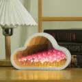 Wolken Tulpen Nachtlicht DIY Spiegel Blumenmeer Ambiente Licht Geburtstag Geschenk Modell. - Knopfzellen-Stil / Rosa Tulpe