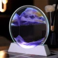 Leuchtendes bewegendes Sandkunst Bild runde fluessige Bewegung Schreibtisch Dekoration Lampe Neu - 25cm / Lila