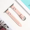 Bracelet de montre en cuir rose compatible Apple Watch, avec un joli motif de chien teckel. - 38/40/41 (s10 42 mm) / Rose