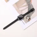 Bracelet de montre en cuir de rechange compatible Apple Watch, bracelet noir élégant détail - Noir