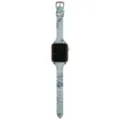 Blue floral print leather strap for Apple Watch SE Ultra 8, elegant women replacement band accessory. - Light Blue