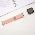 Elastic nylon braided watch band for Apple Watch with cute cat metal charm pink. - Pink