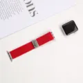 Red elastic nylon braided watch strap with cute cat metal buckle for smart watch. - Red