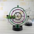 Perpetual motion celestial globe detail, creative desktop metal science toy and office decor. - Colorful