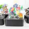 Magnetic colorful fish desktop ornament detail shot, creative metal sculpture decor. - Colorful Fish