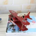 Vintage handgemachte Eisen Flugzeug Modell Retro Flugzeug Ornament Heimtextilien Deko art - Rot