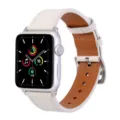 Bracelet de montre en cuir veritable pour Apple Watch, bracelet en vachette boucle acier. - 38/40/41 mm (S10 42 mm) / Blanc