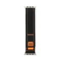 Bracelet tissé en jean de rechange pour Apple Watch avec coutures orange et étiquette en cuir. - 38/40/41mm / Noir Profond