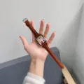 Bracelet montre en cuir mince compatible avec Apple watch bracelet de remplacement brun elegant - Modèles pour Huawei Fit 3 / 9. Marron foncé