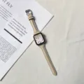 Bracelet de montre en cuir compatible Apple Watch design taille fine élégant accessoire beige - Modèles pour Huawei Fit 3 / 1. Abricot clair haut de gamme