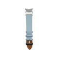 Genuine leather watch strap for smartwatches, light blue color with sturdy metal buckle. - Light Blue