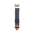 Blue top grain genuine leather watch strap with curved ends and silver buckle replacement band. - Dark Blue