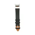 Black genuine leather replacement watch strap for Samsung smartwatch, stylish and durable accessory. - Black