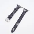 Floral Leather Watch Band Replacement Strap Compatible with Smartwatches Black Silver - 42/44/45/49mm (S10 S11 46mm) / 15. Gray Floral