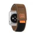 Bracelet de montre en cuir marron avec Velcro compatible avec Apple Watch, style confortable. - Café Foncé