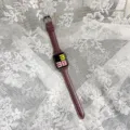 Slim leather strap for Apple Watch, elegant wine red finish, comfortable fit, stylish design. - 42/44/45/49mm (S10 S11 46mm) / 8. Wine Red