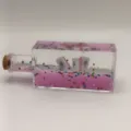 Pink liquid drift bottle with glittering stars hearts and miniature tile decor desktop ornament - Square Bottle Mahjong Pink