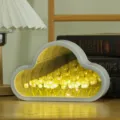 Wolken Tulpen Spiegel Nachtlicht, DIY handgemachte ästhetische Raumdeko Licht Geschenk. - Knopfzellen-Stil / Gelbe Tulpe