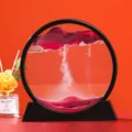 12 Zoll 3D bewegtes Sandbild Ornament, fluessige Sanduhr Dekoration fuer Zuhause und Geschenk. - 12-Zoll-Kunststoffsockel / Rot