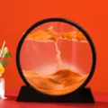 12 Zoll 3D bewegtes Sandkunst Bild runde Sanduhr Heimtextilien Dekoration Geschenk orange - 12-Zoll-Kunststoffsockel / Gelb