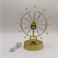 Gold metal perpetual motion machine Ferris wheel desktop decor ornament with USB power cable. - USB or Battery Powered / Gold