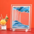 3D dynamisches Sandkunst Bild Glas Sanduhr Ornament fuer Wohnzimmer Heimdeko Geschenk - Quadratisch 5 Zoll (18*14 cm) / Blau