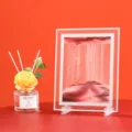 Creative 3D moving sand art picture desktop decor glass hourglass ornament for living room. - Square 5-Inch (18*14cm) / Pink