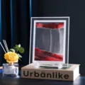 3D Dynamic Sand Art Picture Moving Sand Picture Glass Hourglass Home Decor Art Piece Ornament - Square 5-Inch (18*14cm) / Red