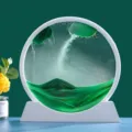 Weißer Rahmen bewegliche Sandkunst 3D dynamische Sandlandschaft Schreibtisch Deko Geschenk - Grün
