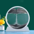 Weißer Rahmen bewegliches Sandbild, runde 3D Sanduhr Dekoration, elegante Tischornament Variante. - Schwarz