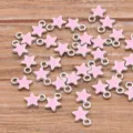 Mini kremasouda asteri 6x8mm me smalto lefko K gia kataskevi kosmimaton DIY axesouar - Ανοιχτό Ροζ