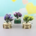 Hand cranked wooden music box with artificial lavender flowers, creative gift and home desktop decor. - Standard Type