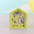 Wooden house music box detail shot, green desktop ornament with cute deer and flower cutouts. - Type A Deer / 9.2*7.5*4.5cm