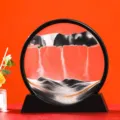 Dynamic sand art picture moving sand sculpture round glass hourglass decor ornament - Black