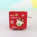 Wooden hand crank music box Christmas gift holiday present desktop decoration details - Deer (Hand-Cranked)