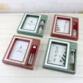 6-inch wooden photo frame gift set christmas holiday table decoration greeting card - White