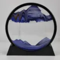 3D Moving Sand Art Picture Round Liquid Glass Sandscape Desktop Ornament Blue Gold Decor - Violet