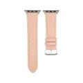 Bracelet de montre en cuir rose de rechange compatible, bracelet souple avec boucle argentée. - Rose pêche femme