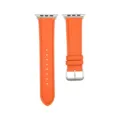 Bracelet de Montre en Cuir Motif Litchi Orange Compatible avec Bracelet Apple Watch - Orange vif homme