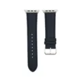 Bracelet de montre en cuir motif lichee bleu fonce avec boucle argente pour montre connectee - Style Bleu Marine Homme