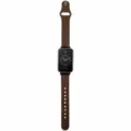 Brown single-stud replacement leather strap for Xiaomi Smart Band 7 Pro metal connector. - Single-Pin Buckle / Dark Brown