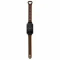 Brown double-stud leather replacement strap for smart fitness band, stylish accessory. - Double-Pin Buckle / Dark Brown