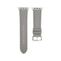 Bracelet de montre en cuir grain litchi gris compatible avec montre connectée boucle métal - Style Homme Gris