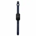 Blue single-stud leather strap replacement compatible with smart fitness watch band accessories. - Single-Pin Buckle / Blue