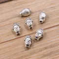 Alloy Boeddha hoofd kralen voor DIY sieraden maken, vintage zilver grote gat kralen. - Antiek Zilver