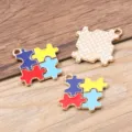 KC Χρυσό DIY Κράμα Πολύχρωμο Παζλ Κρεμαστό Σχέδιο Αυτισμός Κοσμήματα Αξεσουάρ Κατασκευή - Στυλ 2 - KC Χρυσό Χρώμα (20X21mm)