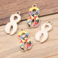 KC χρυσό κράμα DIY κοσμήματα charms πολύχρωμο παζλ κορδέλα μενταγιόν για αξεσουάρ - Στυλ 6 - KC Χρυσό Χρώμα (11X27mm)