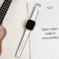 White crocodile texture silicone watch strap replacement compatible for apple watch series band. - White