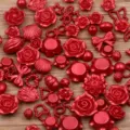 Mixed red resin flower bow flatback cabochons charms for DIY jewelry making crafts accessories - Random Mixed Style / 30g Pack / Red