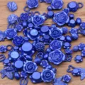 Blue acrylic resin flatback rose flower beads charm mix for DIY jewelry making crafts accessories - 30g Pack / Blue